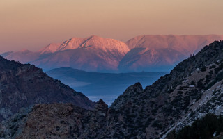 Mountain range pink sky snow 5 - peak free wallpaper for desktop
