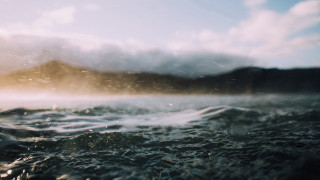 Blurry water mountain clouds ocean - ocean free wallpaper