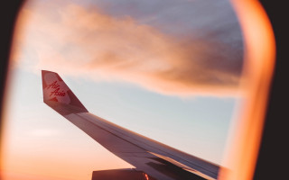 Airplane wing sunset clouds horizon - a view of the wing free wallpaper