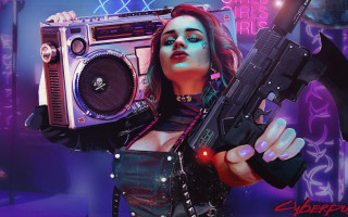 Retro futuristic cyberpunk girl with - synthwave style free wallpaper