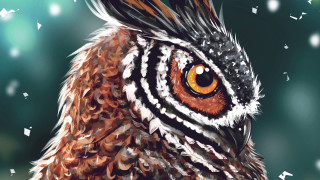 Owl orange eyes feathers green - dot free wallpaper