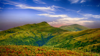 Mountain range cloudy sky flower - a blue sky above free wallpaper for desktop