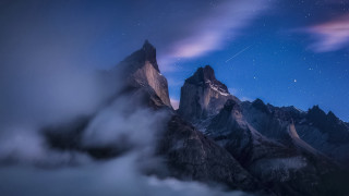 Mountain range clouds starry sky 2 - sky above free wallpaper