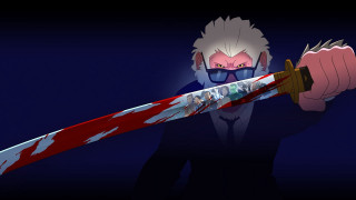 Cartoon bloodied sword injury whitehair - a bloody face free wallpaper