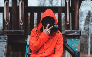 Person redjacket slide camera hood - a red jacket free wallpaper