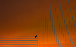 Surfing wave sunset bauhaus minimalism - composition free wallpaper for desktop