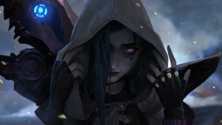 Hooded woman glowing knife smile - a hood free wallpaper