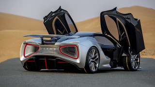 Silver sports car desert road 4 - sand free wallpaper