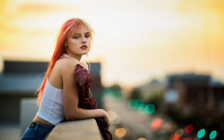 Red haired woman urban portrait - elinor proby adams free wallpaper