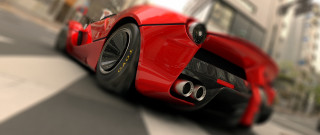 Red sports car street building 3 - a tall building free wallpaper