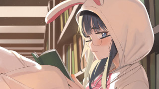 Library manga woman hoodie reading - manga free wallpaper