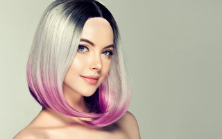 Pink white bob highlights digital - affinity photo free wallpaper