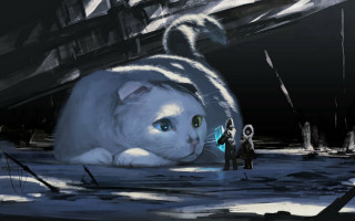 Cat snow figure fantasy concept - nearby free wallpaper for desktop