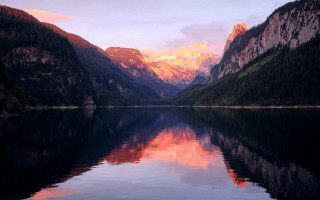 Mountain reflection sunset lake city - caspar wolf free wallpaper for desktop