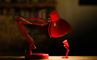 Red lamp table dark room 2 - free light wallpaper
