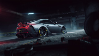 Car garage night redlight tire - unreal engine 5 free wallpaper