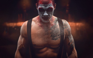 Creepy man fire portrait cross - a creepy expression free wallpaper