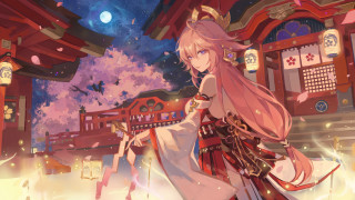 Woman longdress foxears anime fantasy - a long dress free wallpaper