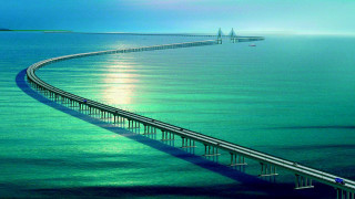 Long bridge water body boat - a long bridge free wallpaper