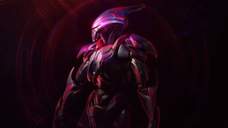 Futuristic man red suit armor - a red suit free wallpaper for desktop