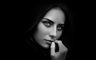 Woman long hair black shirt 13 - her chin free wallpaper