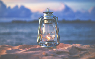Lantern sand water clouds beach - a lantern free wallpaper for desktop