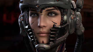 Woman helmet sci fi cyberpunk - cedric peyravernay free wallpaper