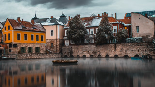Danube boat cityscape bridge castle - danube school free wallpaper