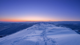 Snow mountain trail sunset ada - orange sky free wallpaper