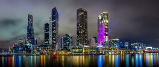 City skyline night boat architecture - cityscape free wallpaper