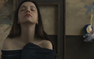 Sleeping woman teddy bear cross - arthouse free wallpaper