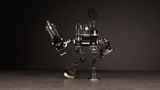 Robot table gun black background - arnold free wallpaper