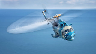 Blue white helicopter ocean cobra - a propeller free wallpaper