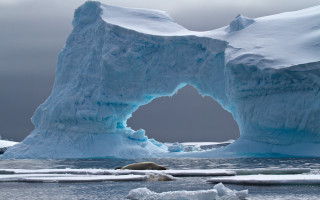 Iceberg hole water ecological art - free ship wallpaper