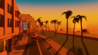 City street palm trees sunset 2 - the track free wallpaper