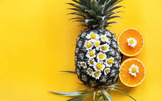 Pineapple daisies orange slices yellow - a pineapple free wallpaper