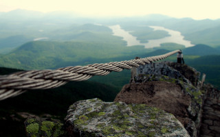 Mountain top rock rope valley - cable wire free wallpaper