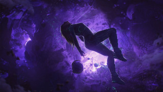 Woman playing ball cave purple - nebula free wallpaper
