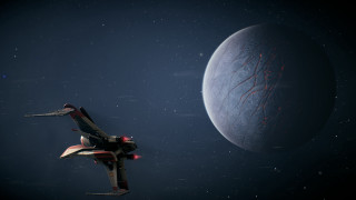 Space ship passing large object - past free wallpaper