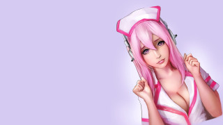Pink hair nurse cap anime 2 - computer art free wallpaper for desktop