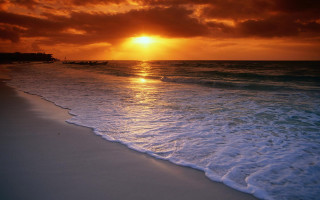 Sunset ocean boat beach waves - wave free wallpaper for desktop
