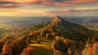 Castle hill autumn trees sunset - autumn time free wallpaper