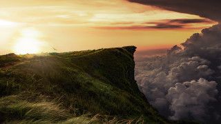 Hill sunset clouds nature matte - a sun setting free wallpaper