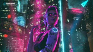 Futuristic woman neon city cyberpunk 5 - cyberpunk style free wallpaper