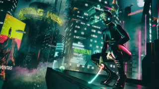 Futuristic city neon cyberpunk heroine - a platform free wallpaper