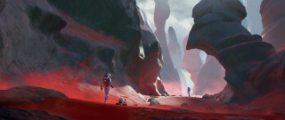 Desert man red sky rock - a desert area free wallpaper