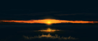 Sunset orange sky reflection mountains - a reflection of the sun free wallpaper