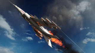 Jet cloudy sky smoke fire - a jet free wallpaper