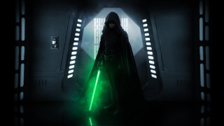 Dark room green saber holography - a light saber free wallpaper for desktop