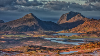 Mountain lake cloudy sky sunset 2 - landscape free wallpaper for desktop